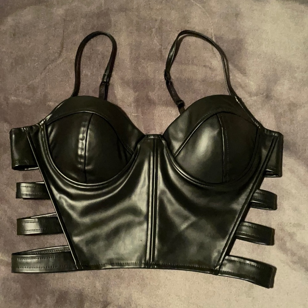 Faux leather crop top